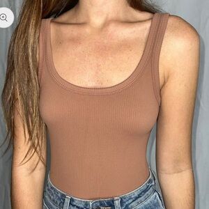Dynamic Essential  Light Brown Ribbed Women’s Bodysuit